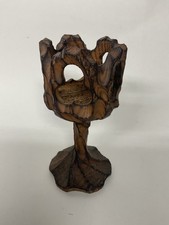 Vintage Crude Gothic Burnt Wood Carved Goblet Jackson Hole 6