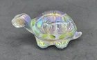 Fenton Iridescent Clear Glass Turtle Figurine Hand Painted Artist Signed 4"