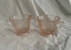 Vtg 1930s Federal Glass Madrid Pattern Pink Depression Cream/Sugar Set