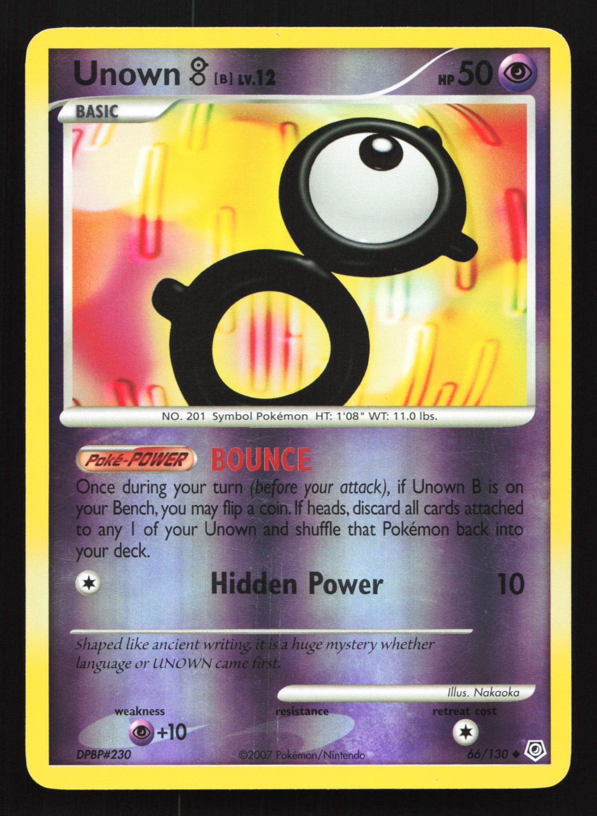 Unown [B] 66/130 Diamond & Pearl Uncommon Reverse Holo Pokemon Card