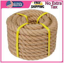 Twisted Manila Rope - 1 Inch x 50 Feet - Thick Hemp Rope - Natural Jute Rope HOT