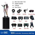 48V-72V 60A 3-Mode Sine Wave Controller for Ebike 1000-3000W Motor + LCD Display