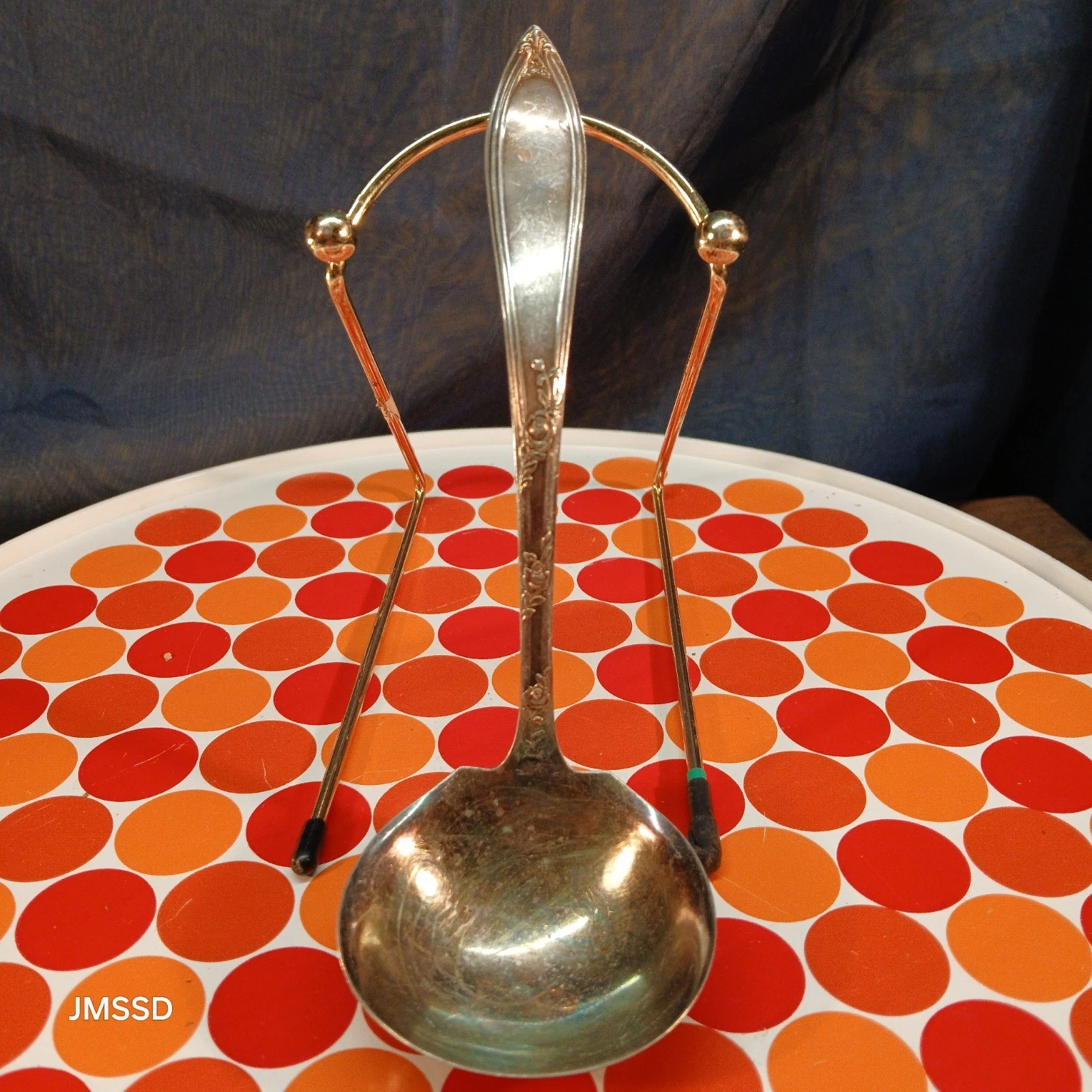 Vintage Stratford Silverplate Rose Pattern Soup Gravy Ladle 7" Victorian