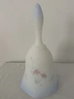 Fenton Bell Satin Glass Signed Vintage Hand painted Meadow Flowers Blue Ombre