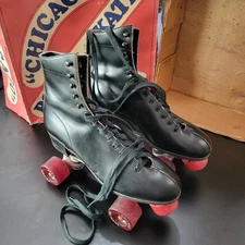 Vintage Hyde Roller Skates With Chicago Plates & Urethane Wheels Size Mens 8