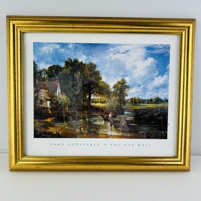 John Constable The Hay Wain gerahmter Kunstdruck Goldrahmen 30x36cm Vintage