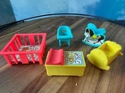 Vintage Fisher Price Little People Nursery #761 Crib Stroller horse chair