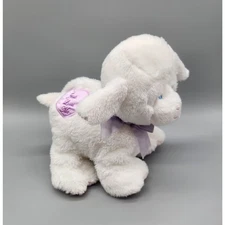 Baby Ganz Lamb Plush Jesus Loves Me White Purple Satin Heart Floppy Stuffed HTF
