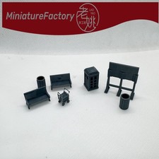 LaoYao 1:72 Train Station Accessory Set Phone Booth Bench Luggage