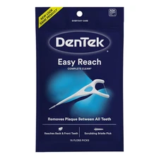 Dentek Complete Clean Easy Reach Floss Picks, No Break & No Shred Floss, 75 Coun