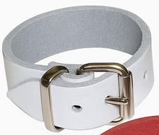 5 Lederriemen weiss 15,0 x 1,4 cm Kinderwagen Puppenwagen Koffer Hänger KFZ