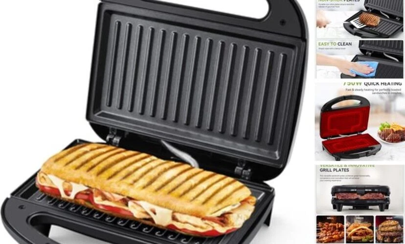 Sandwich Maker & Panini Press, 2 Slice Grilled Cheese Maker with ABS07-G Small