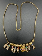 Vintage Birthstone Charms Necklace Child Gold Tone Mothers Grandmothers Gift 23”