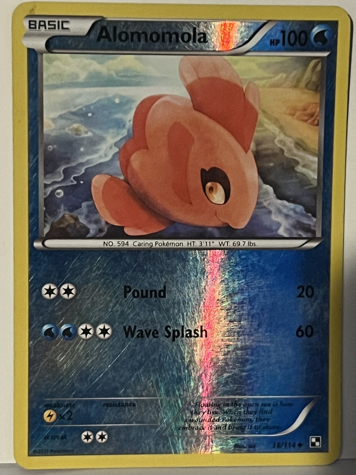 Alomomola (38) Reverse Holo 38/114 Black and White LP Pokemon Fast Ship