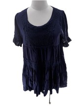 Altar'd State Mini Dress S Navy Lace Insets Boho Romantic Girlcore Feminine Chic
