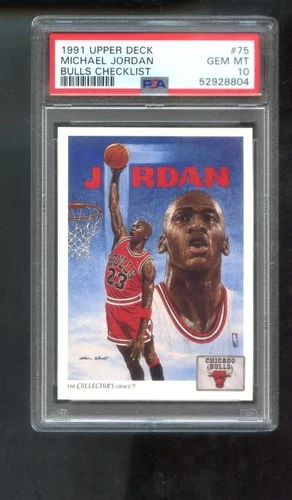 1991-92 Upper Deck #75 Michael Jordan PSA 10 Graded Card Bulls Checklist 1992