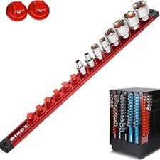 3/8" DR Magnetic Socket Holder Organizer - Aluminum Alloy Socket Rail Tray Tool