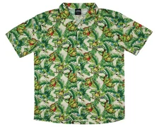 Teenage Mutant Ninja Turtles Men's Hawaiian Foliage Button-Up Woven Shirt