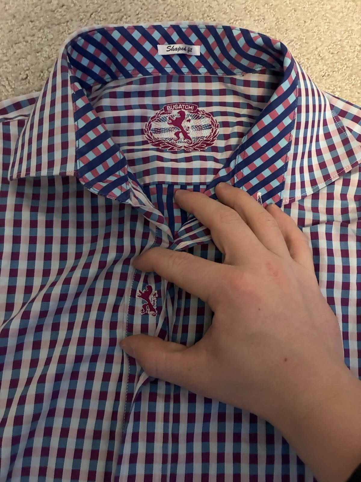 Bugatchi Long Sleeve Blue/Red Patterned Shirt Men… - image 1