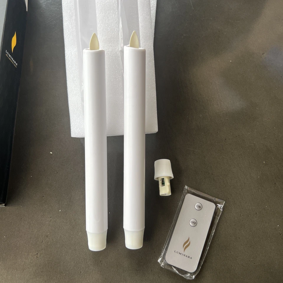 Velas cónicas a batería sin llama Luminara mecha móvil remota blancanieves 8" Foto 2 de 4