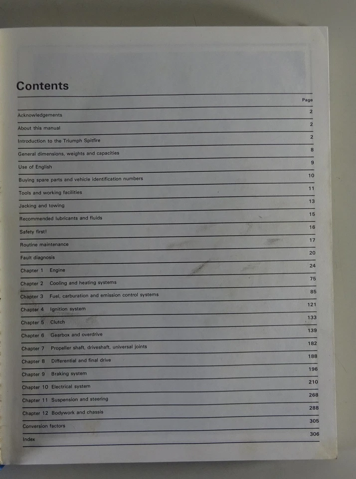 Haynes Officina Manuale Triumph Spitfire Mk 1/2/3/4 & 1500 Bj 1962 - 1981 - Immagine 2 di 4