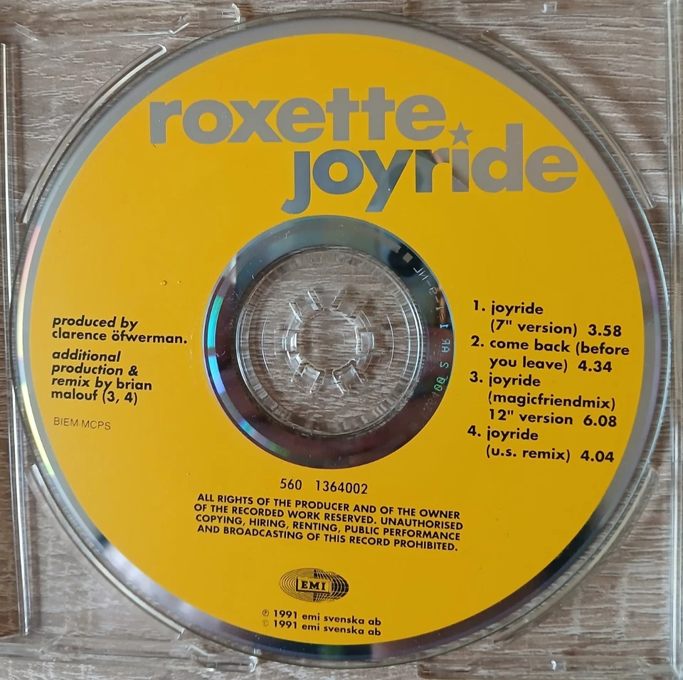 ROXETTE - Joyride - Maxi-CD / EMI Svenska 1991, 1364002 - Bild 3 von 3