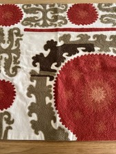 POTTERY BARN SUZANI Pillow Cover Crewel Embroidered Terracotta Green 26X26