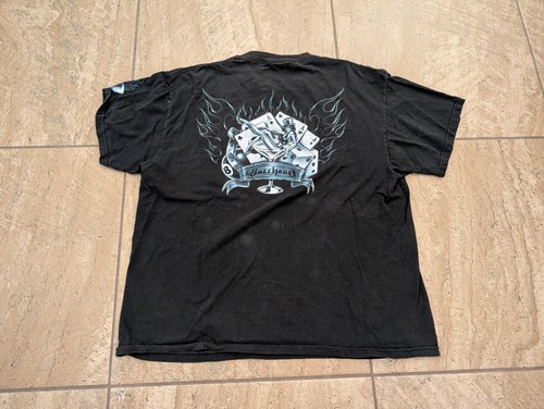 Vintage Y2K BullHead Double Sided Faded Black T-Shirt Size Men’s XL Flames USA - Picture 2 of 7