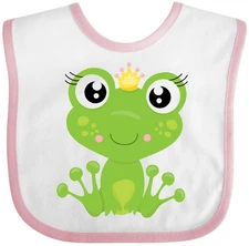 Inktastic Cute Frog, Green Frog, Frog Princess, Crown Baby Bib Animals Wild Tale