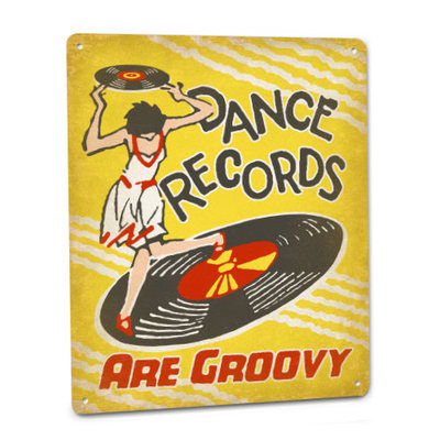 Dance Records are Groovy Sign Vinyl Vintage Style 45 33 Club Bar Music Decor 77