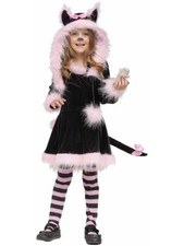 Fuzzy Pink And Black Cat Girl's Costume Large 12-14