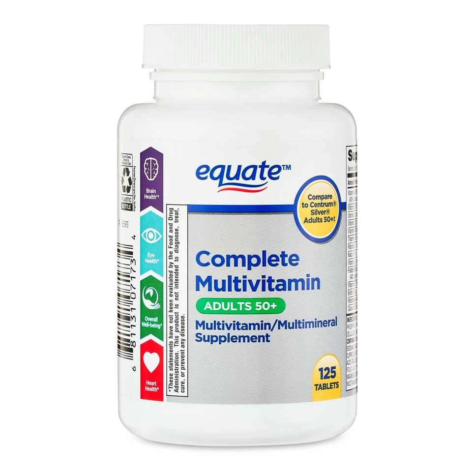 Comprimidos Completos de Suplemento Multivitamínico/Multimineral, Adultos 50+, 125 Unidades Foto 2 de 4