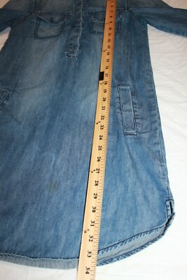 Joe Fresh Denim Shirt Dress Long Adjustable Sleeves Pockets Women's XS |  eBay