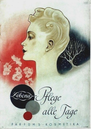 Original Vintage Poster LEBONA PARFUM COSMETIC LADY BEAUTY um 1949
