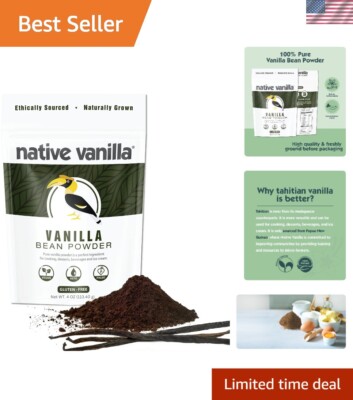 Versatile Pure Vanilla Bean Powder - 4 oz - Ideal for Coffee, Baking, & More
