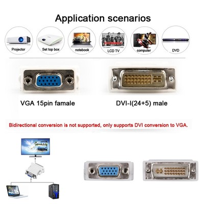 DVI-I Stecker 24+5 Pin auf 15 Pin VGA Buchse Konverter Adapter Video PC Monitor HDTV