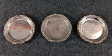 3 Vintage SILVER PLATED EP on STEEL 4" Coaster/Trinket Dishe Made in ITALY