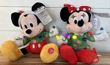 X Disney Mickey Minnie Mouse Plush Toys 2024 Christmas Lights Music Works