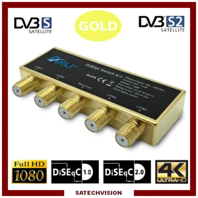 Commutateur DiSEqC 4/1 Gold ARLI, 4 Entrées Satellites 1 Sortie Récepteur - Photo 1/2