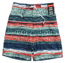 SPEEDO Border Line Performance 20" Board Shorts sz M Medium Faded Rose Green