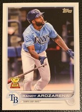 2022 TOPPS SERIES 1 RANDY AROZARENA TAMPA BAY RAYS #196 GOLD CUP ROOKIE MINT 