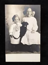 Early 1910s RPPC Dog & Children ~ AZO Stamp Box ~ Unposted