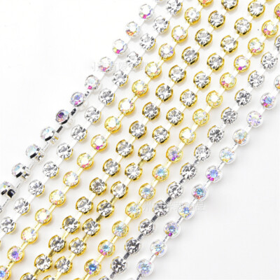 4.6m Kristall Strass Kette Rand Band Sparkle Rund Strass DIY Dekor