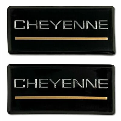 2x 88-94  Cheyenne Side Roof Pillar Cab Emblem Badge Nameplate chrome - Bild 1 von 4