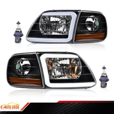 Fit For 1997-2004 Ford F150 Expedition C STYLE LED Strip Headlights Headlamps