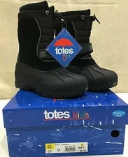 NEW TOTES KIDS JACOB BLACK BOYS WINTER SNOW BOOTS Waterproof $64.99 Free Ship