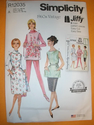 Simplicity 12035 5763 Pattern Jiffy Apron in 2 Lengths Sz XS-XL uncut