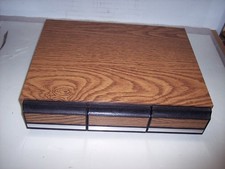 BROWN WOODGRAIN STORAGE CASE FOR CASSETTE TAPES HOLDS 42 TAPES 6