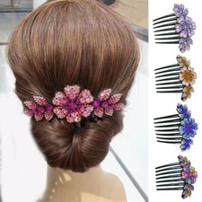 Women Rhinestone Crystal Flower Wedding Bridal Hair Comb Hairpin Clip Jewelry  