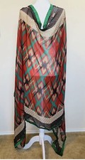 New womens dupatta georgette scarf shawl sheer lightweight multicolor borders